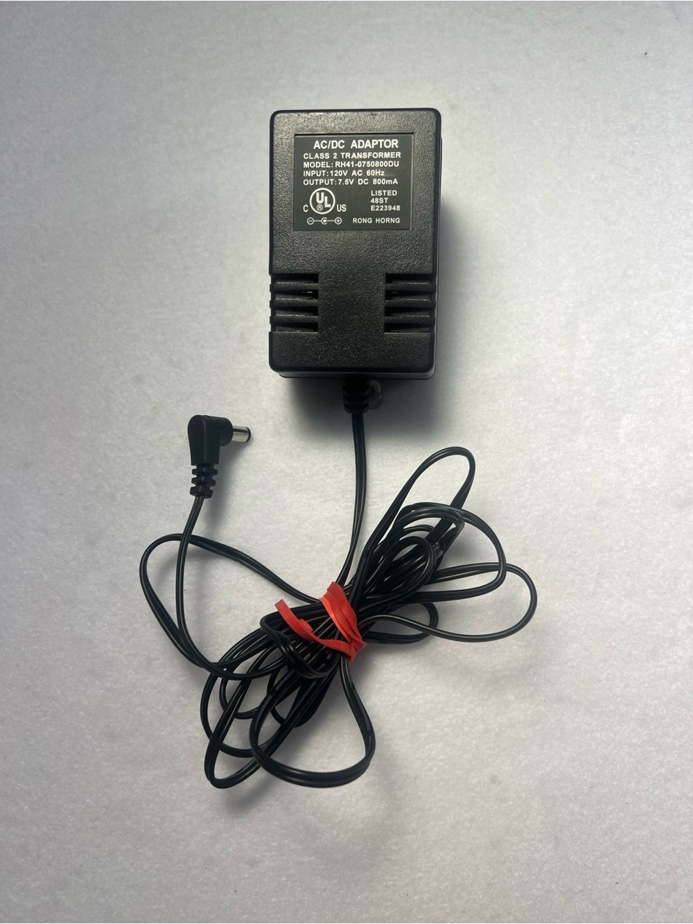 Rong Horng RH41-0750800DU AC/DC Power Adapter 7.5V 800mA